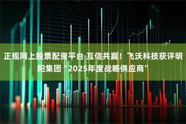正规网上股票配资平台 互信共赢！飞沃科技获评明阳集团“2025年度战略供应商”